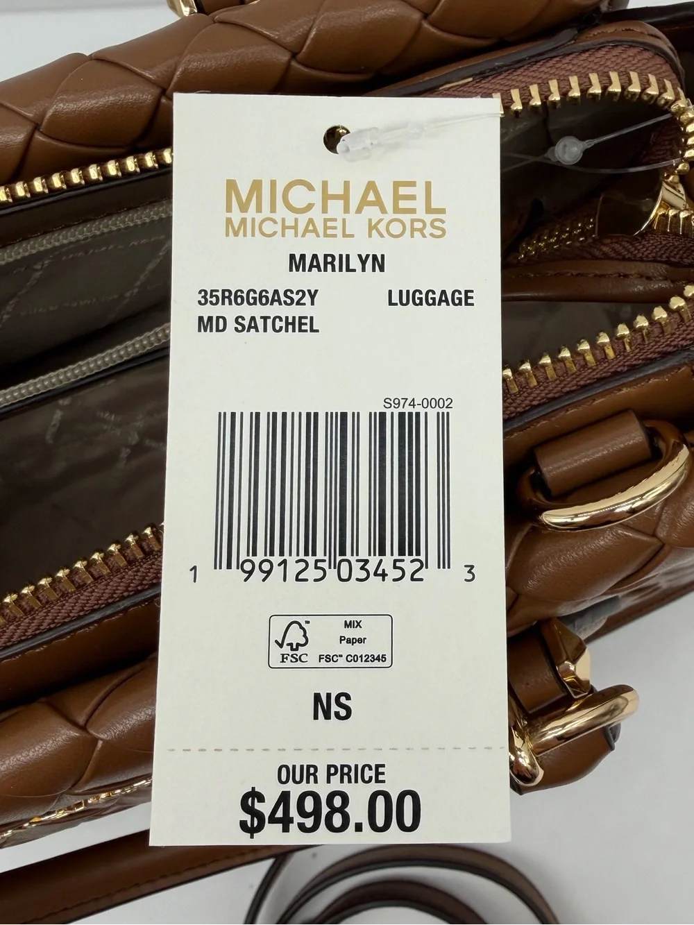MICHAEL KORS Marilyn Medium Woven Satchel Crossbody Luggage